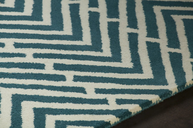 Chandra Davin DAV-25812 Blue and White rug, side detail view