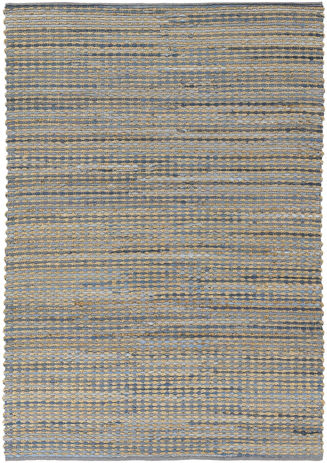 Chandra Easton EAS-7202 Blue and Tan and Grey rug, flat view
