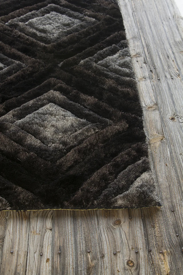 Chandra Flemish FLE-51101 Grey and Black and Charcoal rug, corner detail
