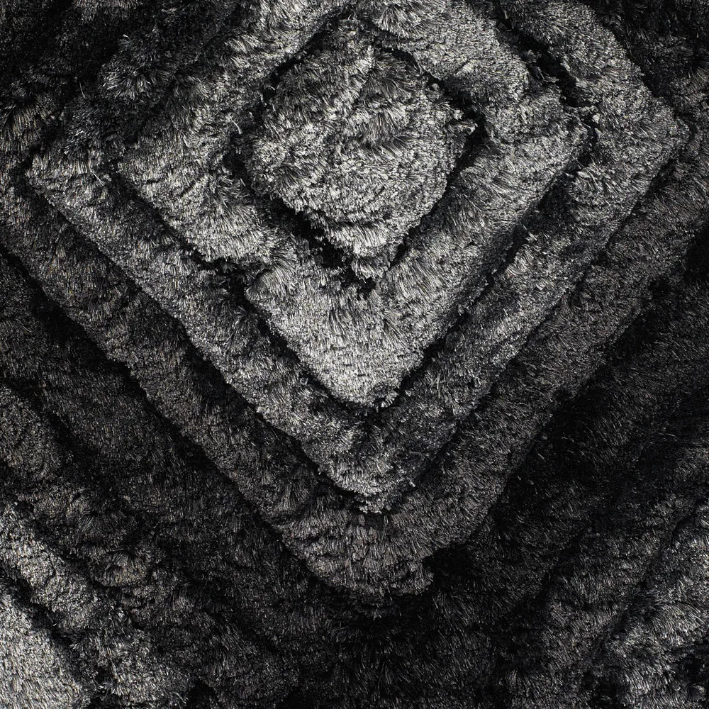 Chandra Flemish FLE-51101 Grey and Black and Charcoal rug, texture close-up