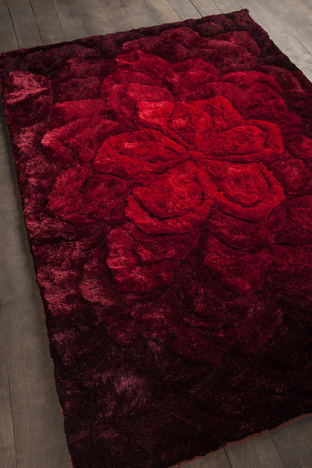 Chandra Flemish FLE-51105 Red and Black rug, angled side view