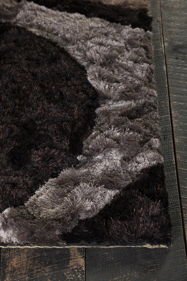 Chandra Flemish FLE-51110 Grey and Charcoal and Brown rug, corner detail