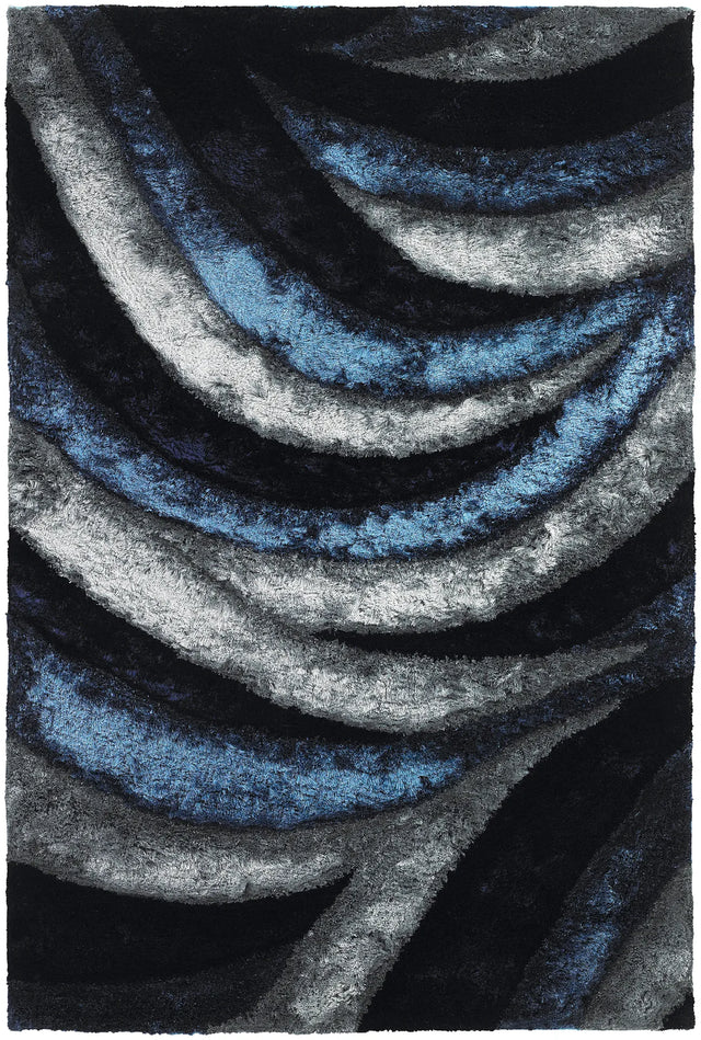 Chandra Flemish FLE-51114 Navy and Blue and Grey rug, flat view