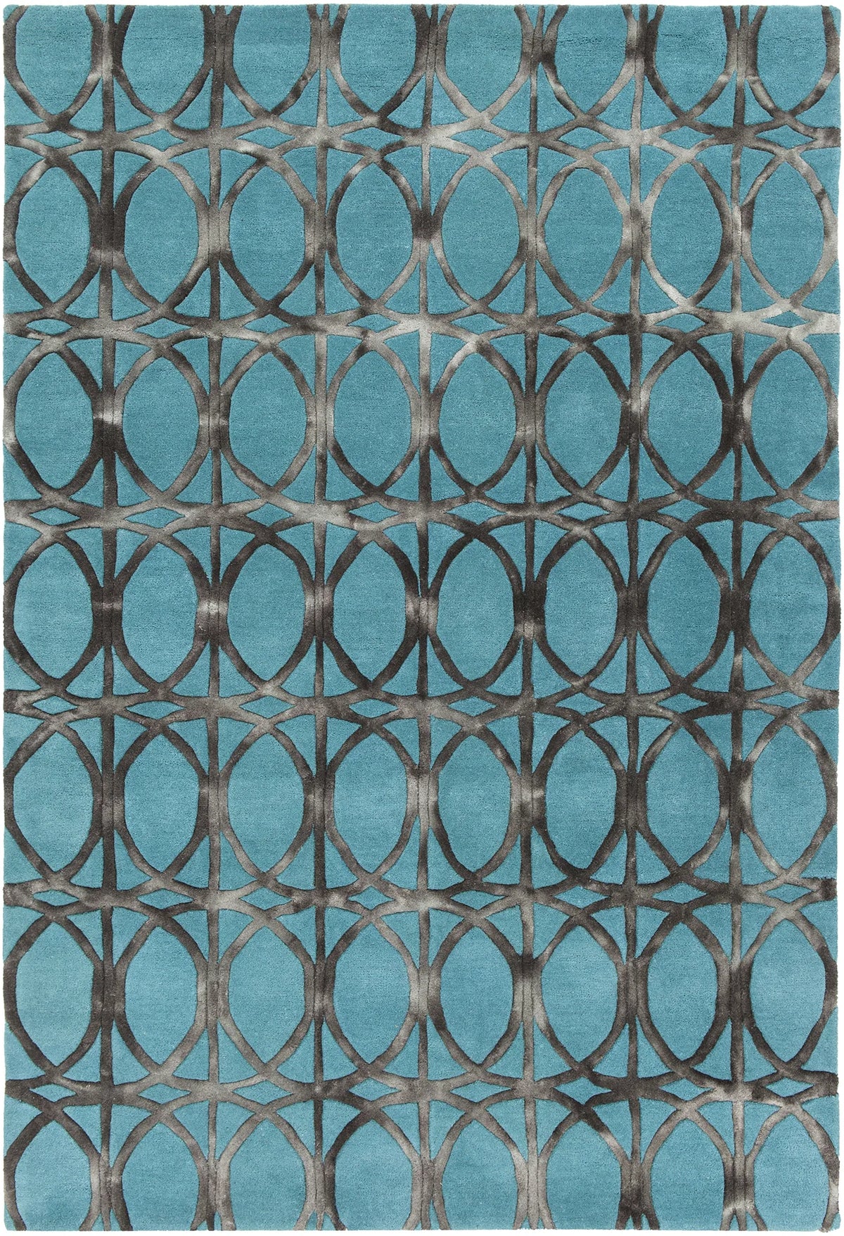 Chandra Fran FRA-42100 Teal and Charcoal rug, flat view