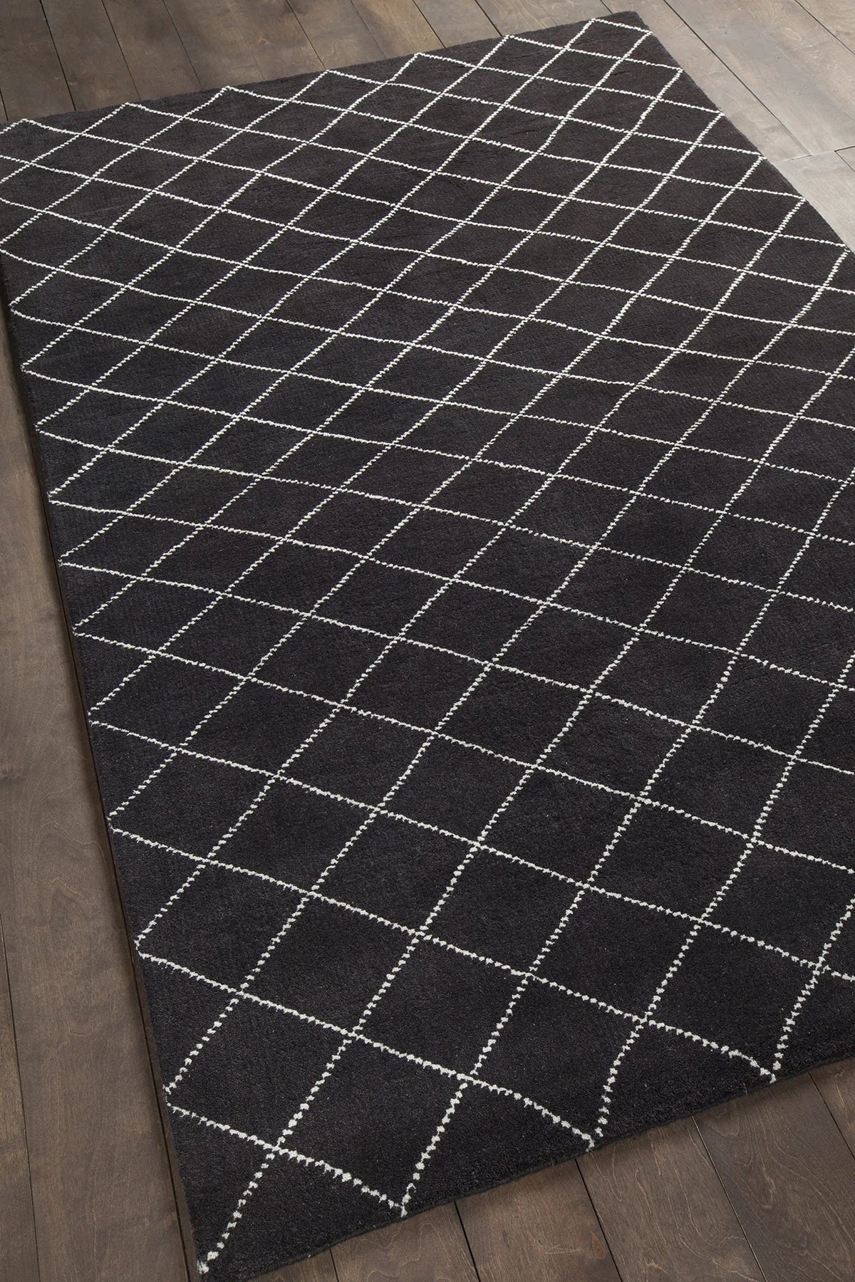 Chandra Gaia GAI-10900 Brown and White rug, angled side view