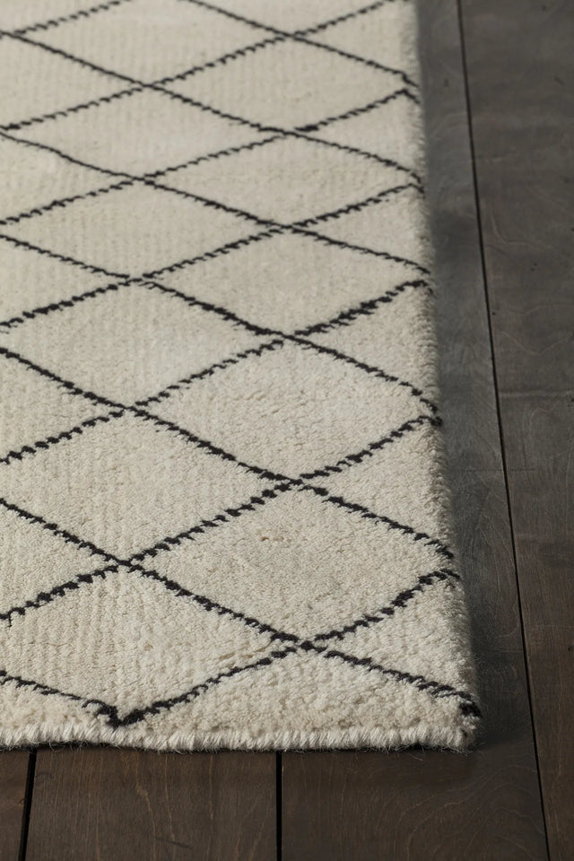 Chandra Gaia GAI-10901 White and Black rug, corner detail
