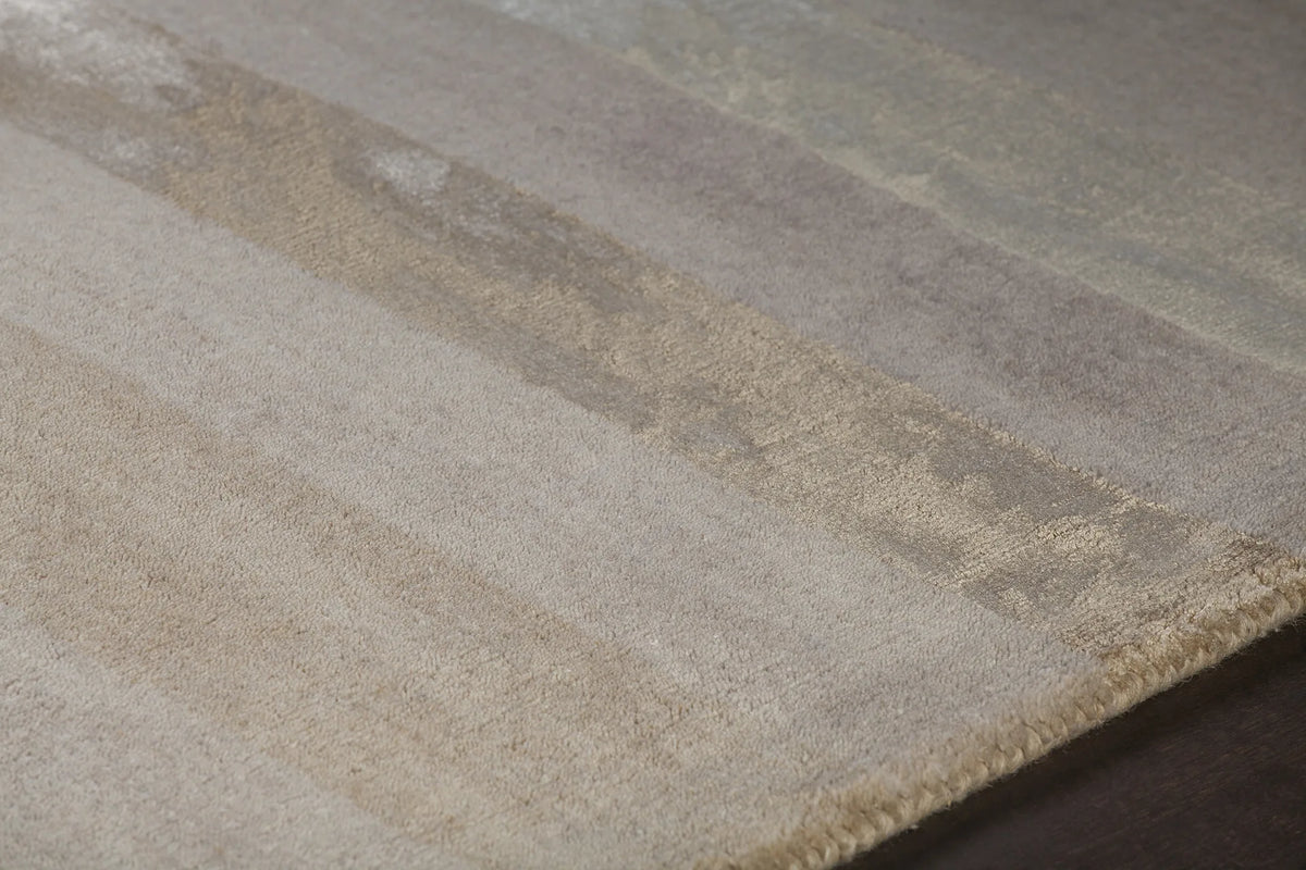 Chandra Gardenia GAR-30702 Beige and Taupe rug, side detail view