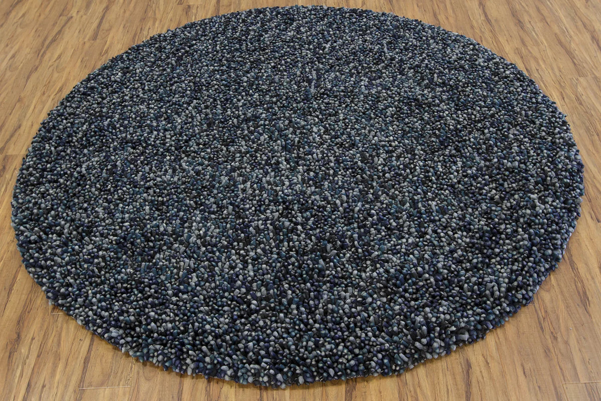 Chandra Gems GEM-9601 Grey and Blue round rug, flat view