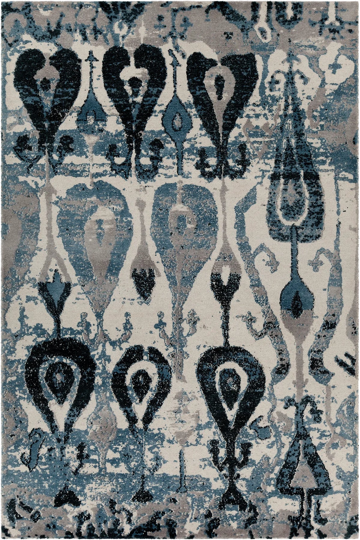 Chandra Gwen GWE-49501 Blue and Grey and White rug, flat view