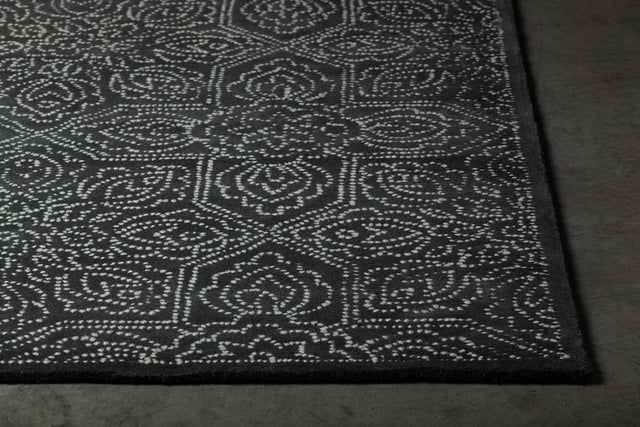 Chandra Hailee HAI-49600 Black and White rug, corner detail