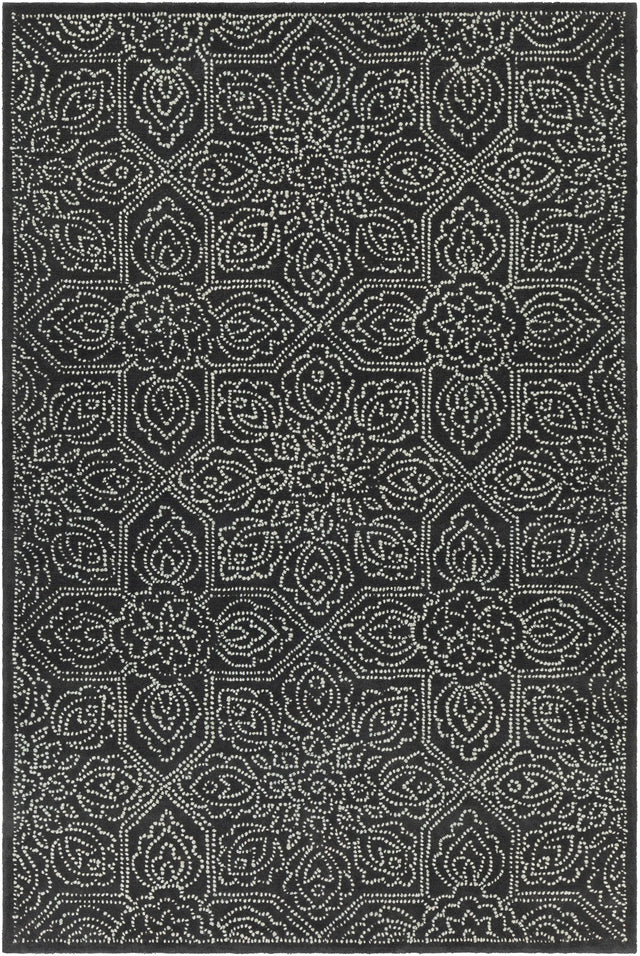 Chandra Hailee HAI-49600 Black and White rug, flat view