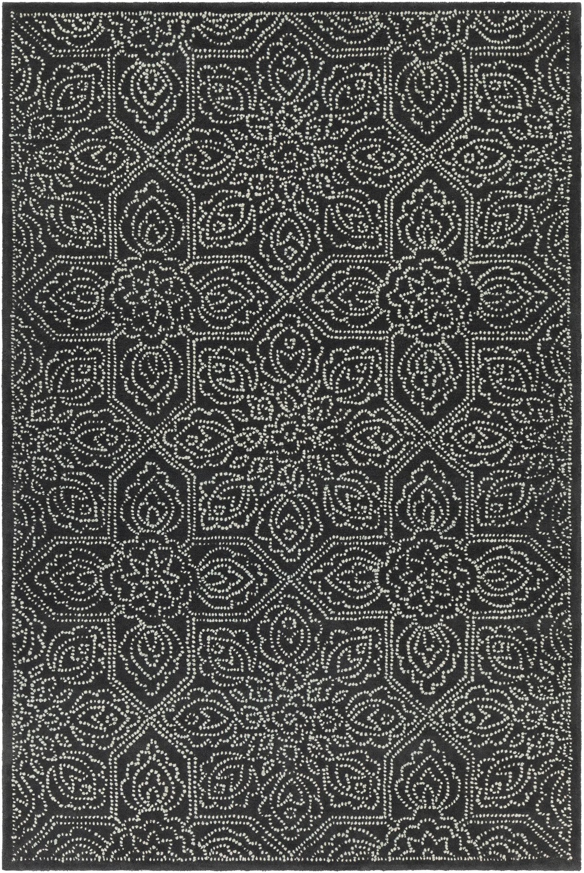 Chandra Hailee HAI-49600 Black and White rug, flat view