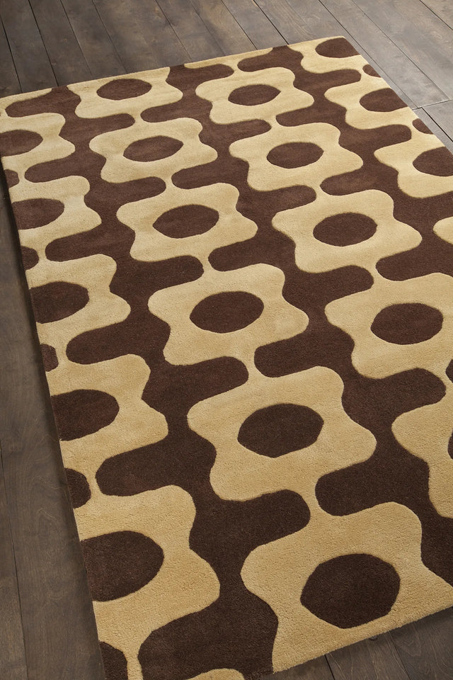 Chandra Inhabit INH-21600 Brown and Tan rug, angled side view