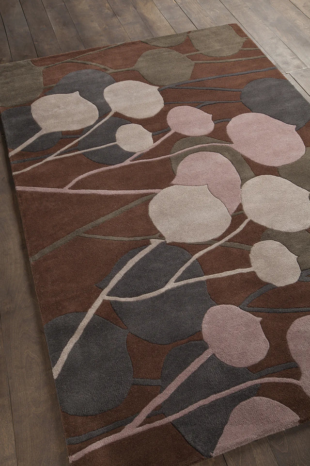 Chandra Inhabit INH-21602 Brown and Grey rug, angled side view