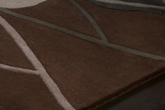 Chandra Inhabit INH-21602 Brown and Grey rug, side detail view
