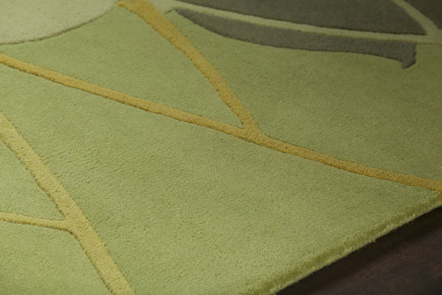 Chandra Inhabit INH-21603 Green rug, side detail view
