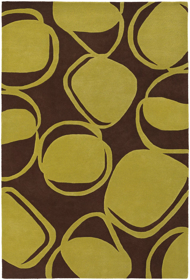 Chandra Inhabit INH-21604 Brown and Green rug, flat view
