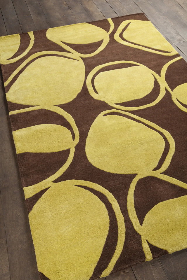 Chandra Inhabit INH-21604 Brown and Green rug, angled side view