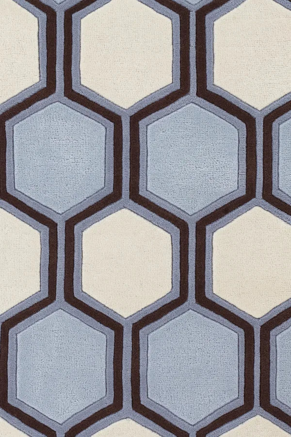 Chandra Inhabit INH-21611 Blue and Brown and White rug, texture close-up