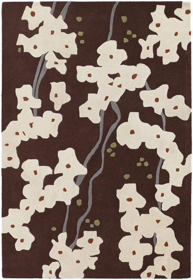 Chandra Inhabit INH-21612 Brown and White and Grey and Green rug, flat view