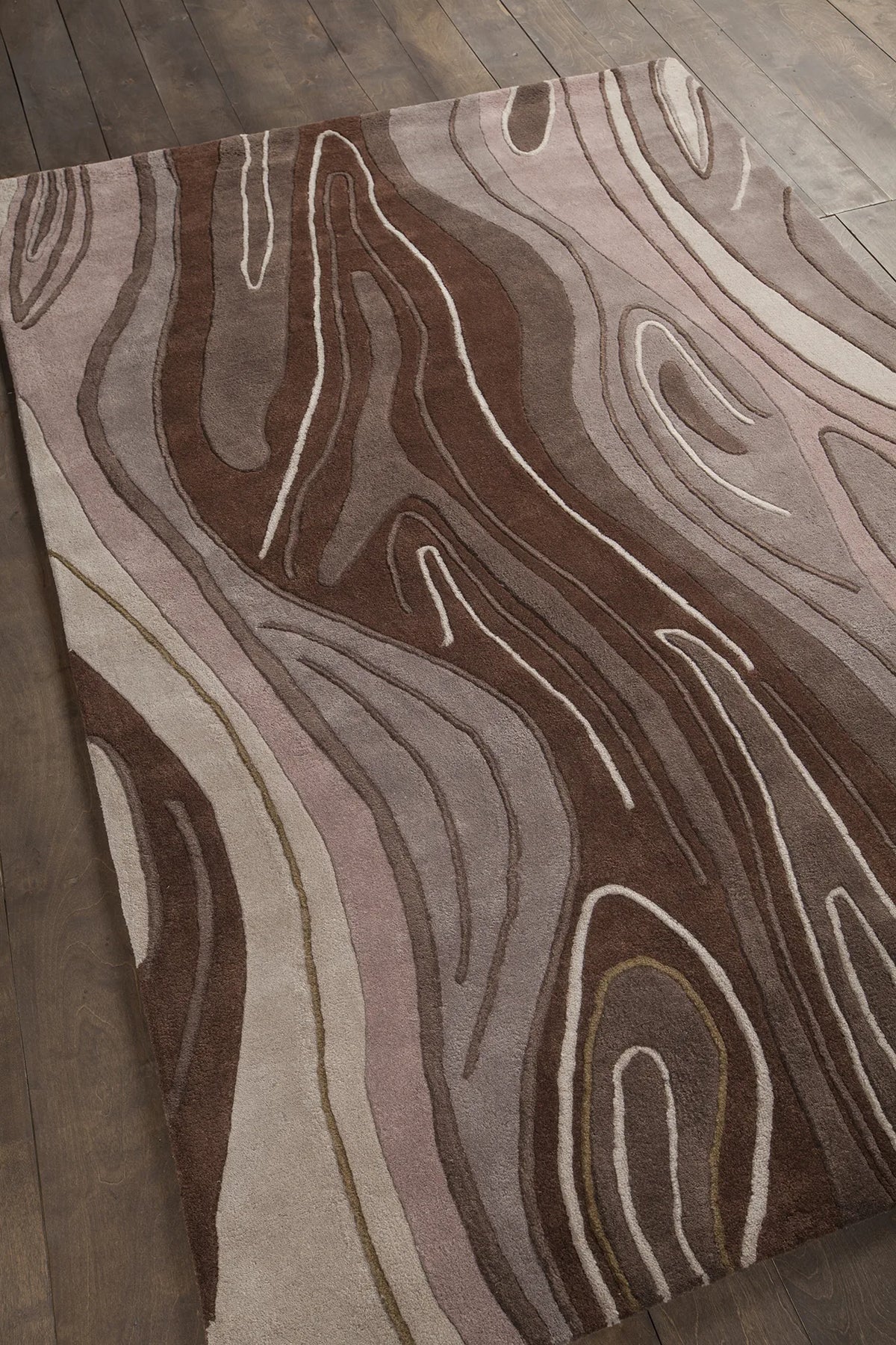 Chandra Inhabit INH-21616 Brown rug, angled side view