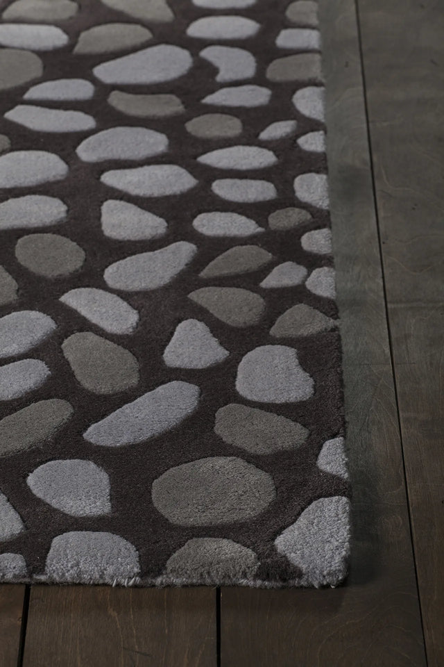 Chandra Inhabit INH-21619 Charcoal and Grey rug, corner detail