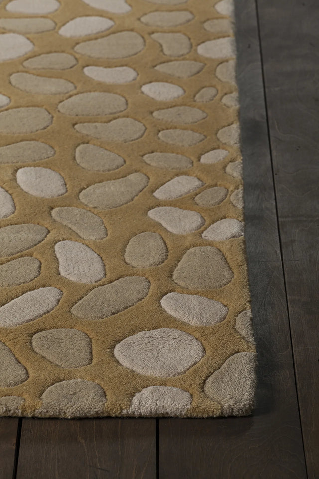 Chandra Inhabit INH-21620 Gold and Taupe rug, corner detail