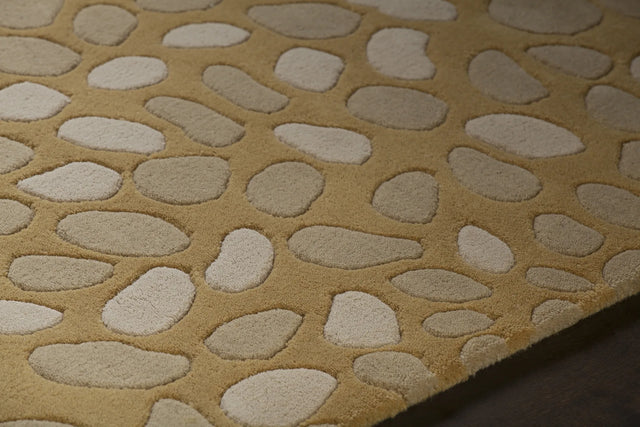 Chandra Inhabit INH-21620 Gold and Taupe rug, side detail view