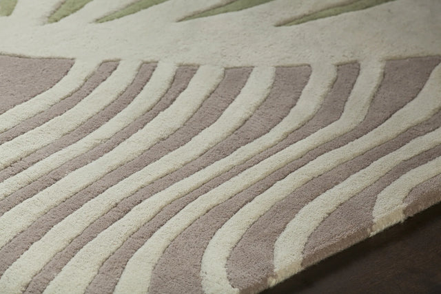 Chandra Inhabit INH-21621 White and Green and Orange and Grey and Brown rug, side detail view