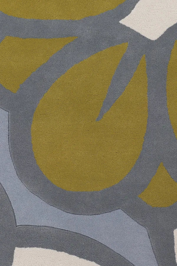 Chandra Inhabit INH-21624 Grey and Orange and Green and White rug, texture close-up