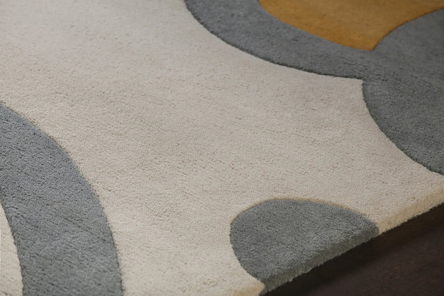Chandra Inhabit INH-21625 Grey and Orange and White and Green and Rust rug, side detail view