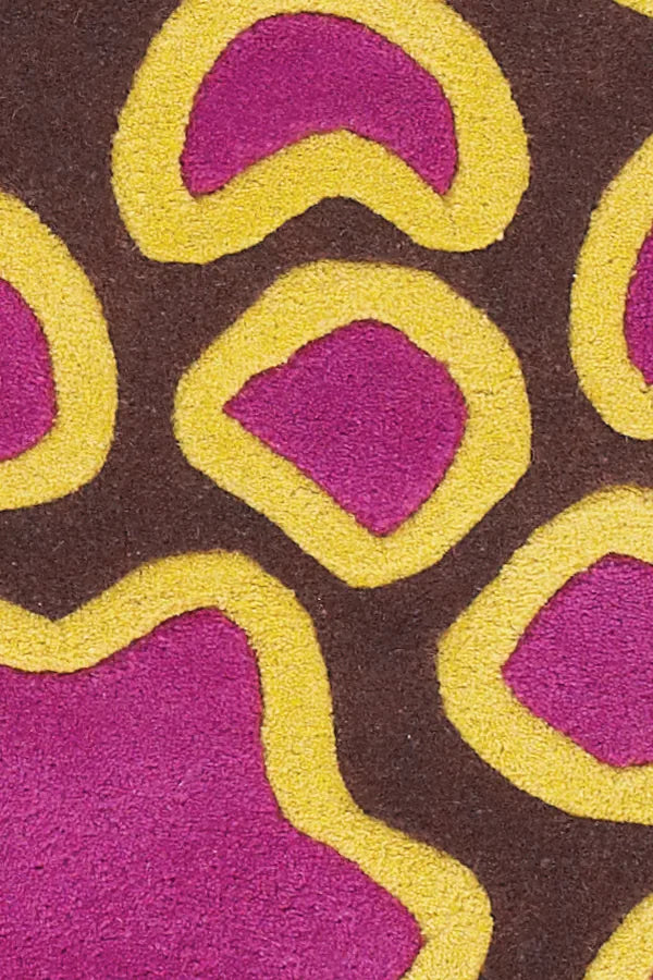 Chandra Inhabit INH-21626 Brown and Pink and Blue and Yellow rug, texture close-up