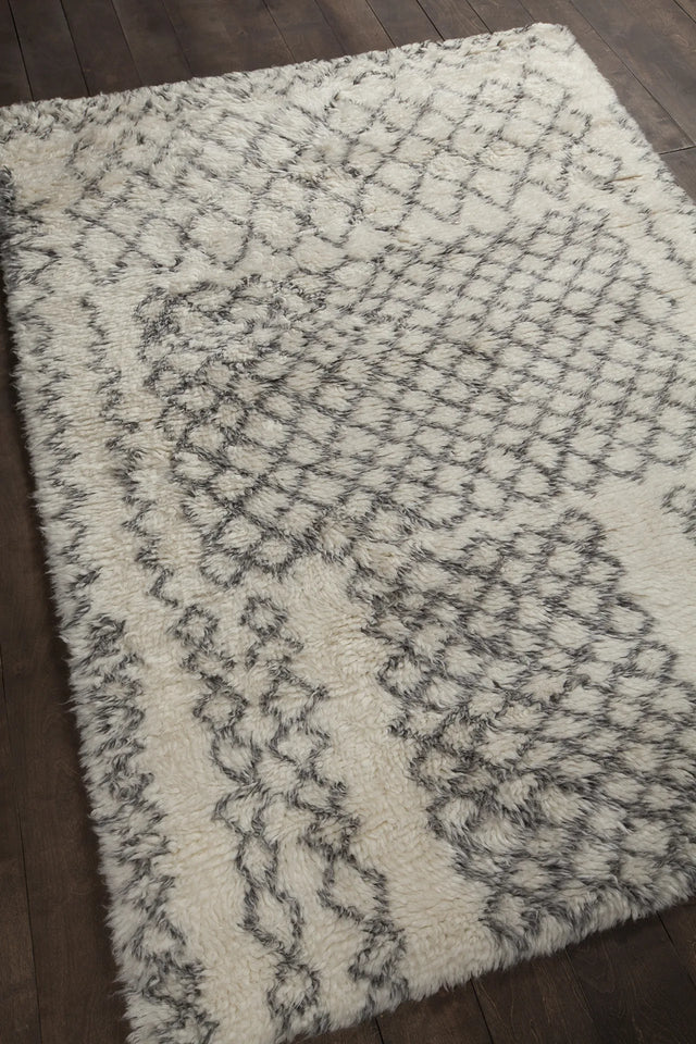 Chandra Jeri JER-44300 White and Grey rug, angled side view