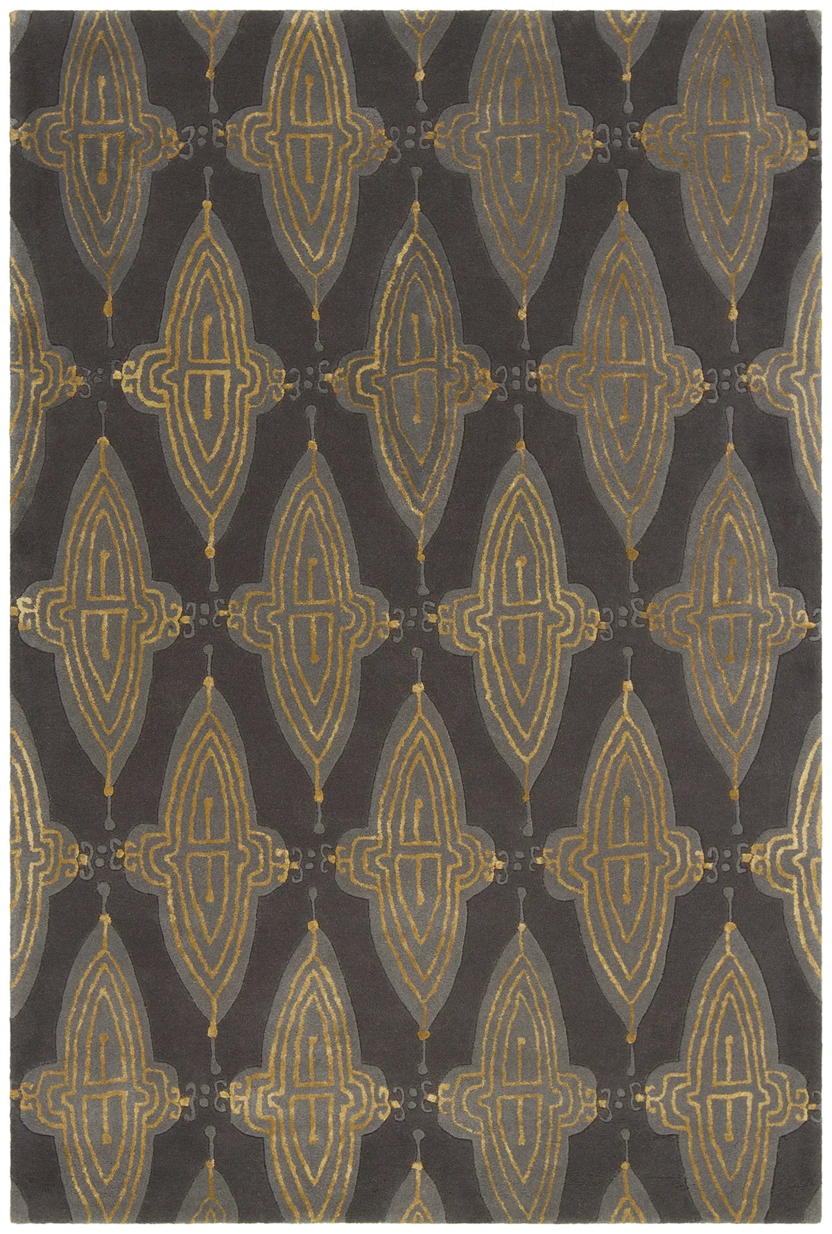 Chandra Jessica Swift JES-28901 Charcoal and Grey and Gold rug, flat view