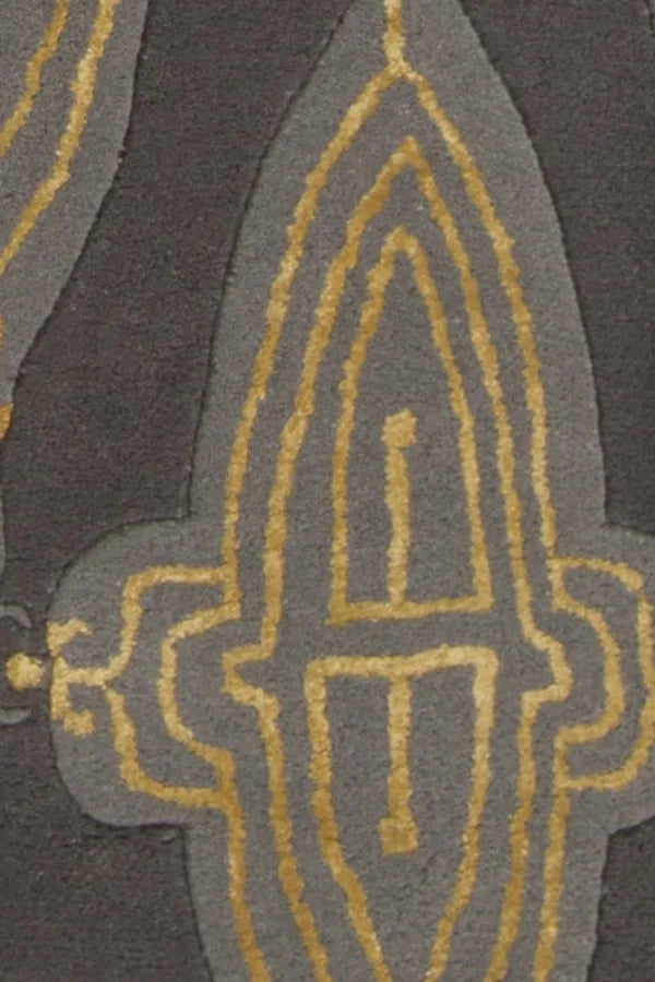 Chandra Jessica Swift JES-28901 Charcoal and Grey and Gold rug, texture close-up