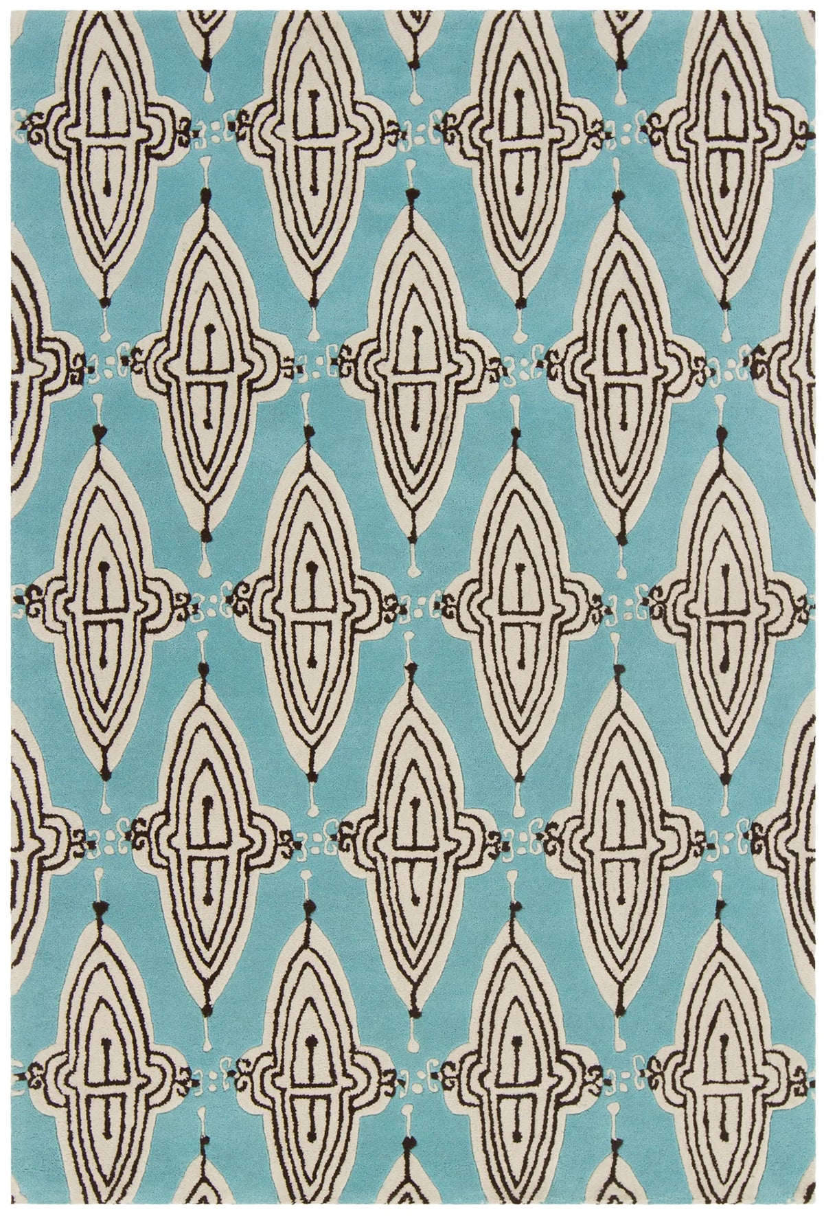 Chandra Jessica Swift JES-28902 Blue and White and Black rug, flat view