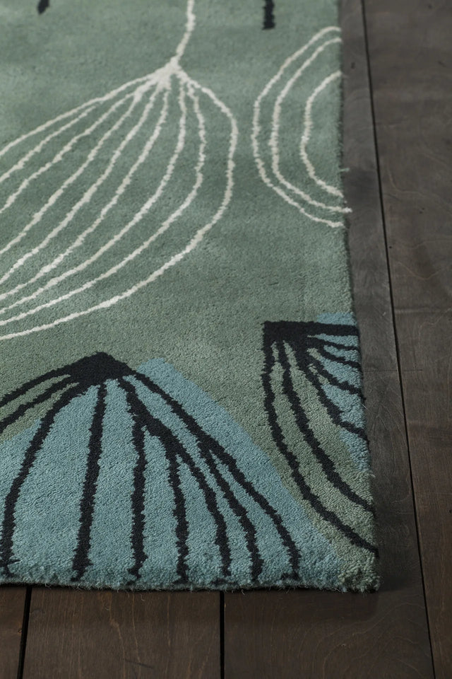 Chandra Jessica Swift JES-28903 Blue and White and Black rug, corner detail