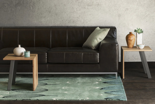 Chandra Jessica Swift JES-28903 Blue and White and Black rug, shown in a room setting