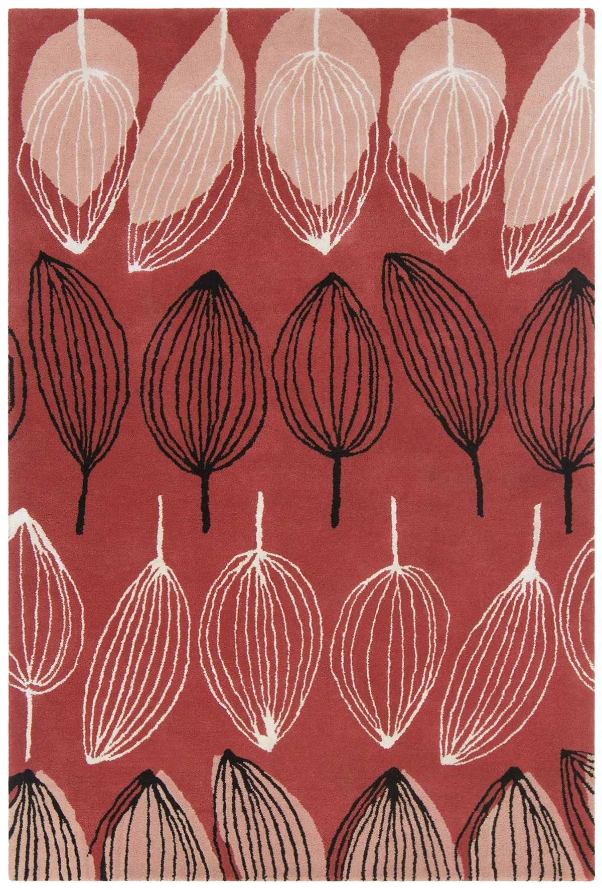Chandra Jessica Swift JES-28904 Red and Pink and White and Black rug, flat view
