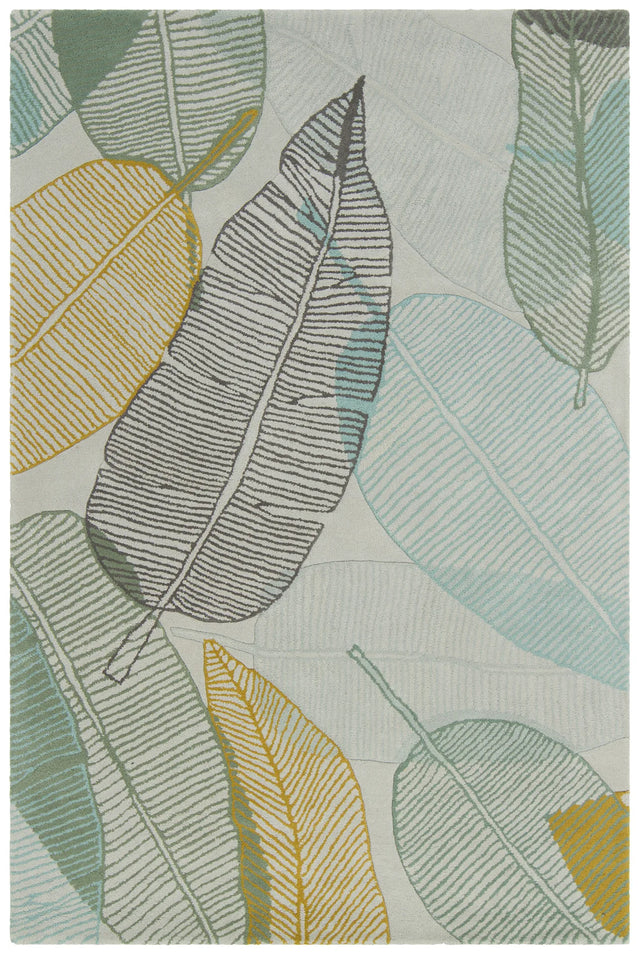 Chandra Jessica Swift JES-28908 Grey and Brown and Yellow and Blue and White rug, flat view