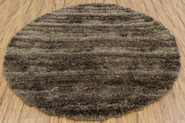 Chandra Kapaa KAP-15502 Brown and Tan and Taupe round rug, flat view