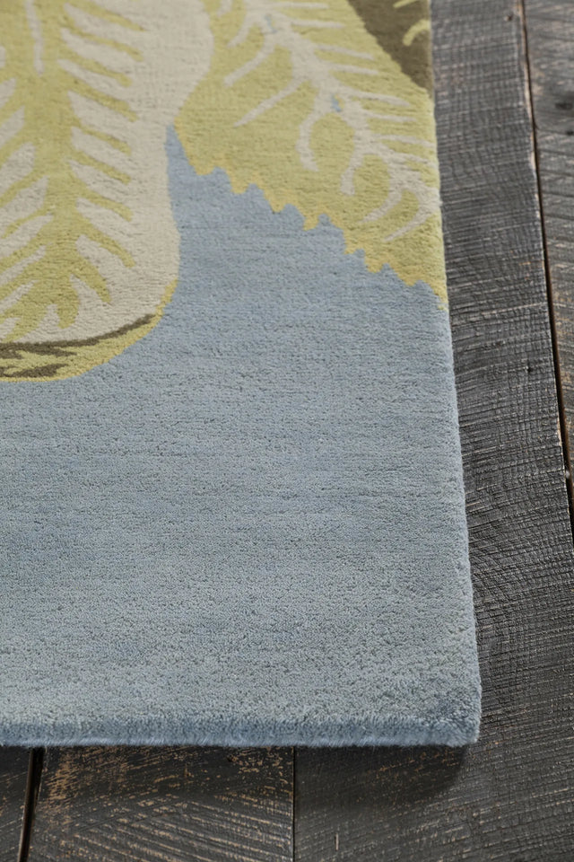 Chandra Kronos KRO-6301 Green and Blue rug, corner detail