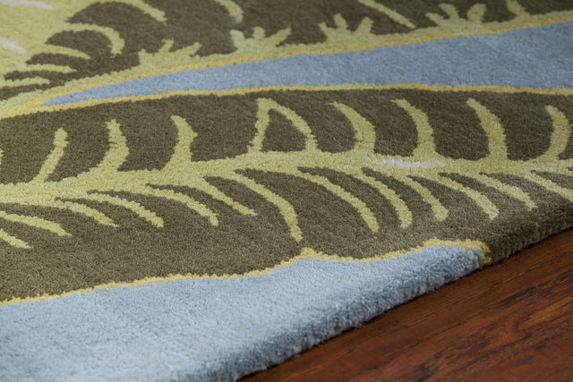 Chandra Kronos KRO-6301 Green and Blue rug, side detail view