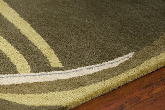 Chandra Kronos KRO-6302 Green and Cream and Grey rug, side detail view