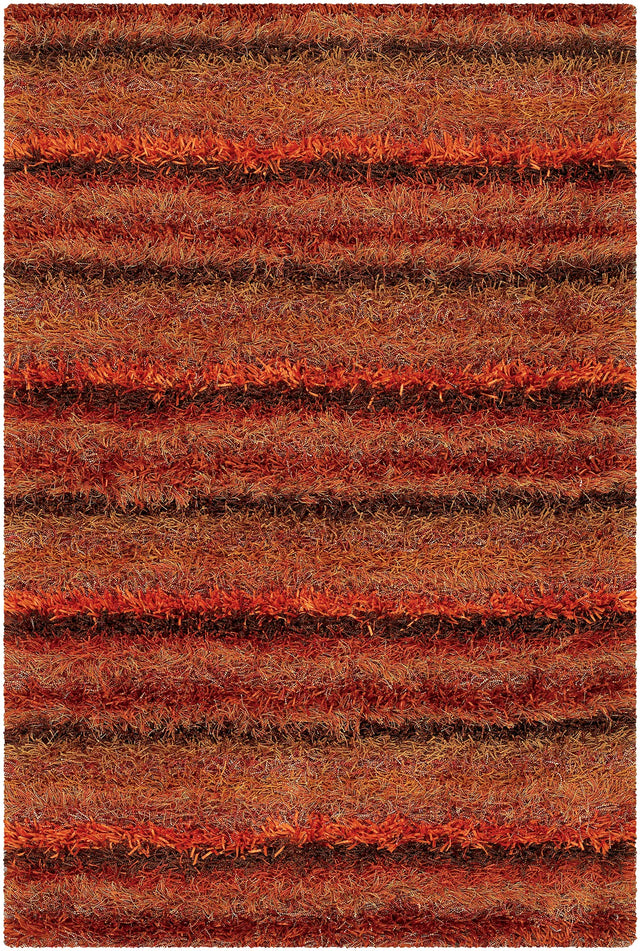 Chandra Kubu KUB-16500 Red and Orange and Brown rug, flat view