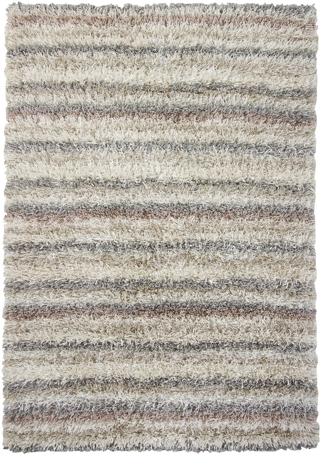 Chandra Kubu KUB-16503 Ivory and Beige and Tan and Grey rug, flat view