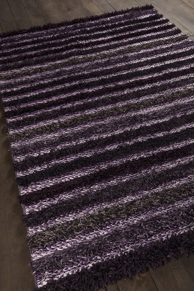 Chandra Lavasa LAV-21401 Purple and Grey rug, angled side view