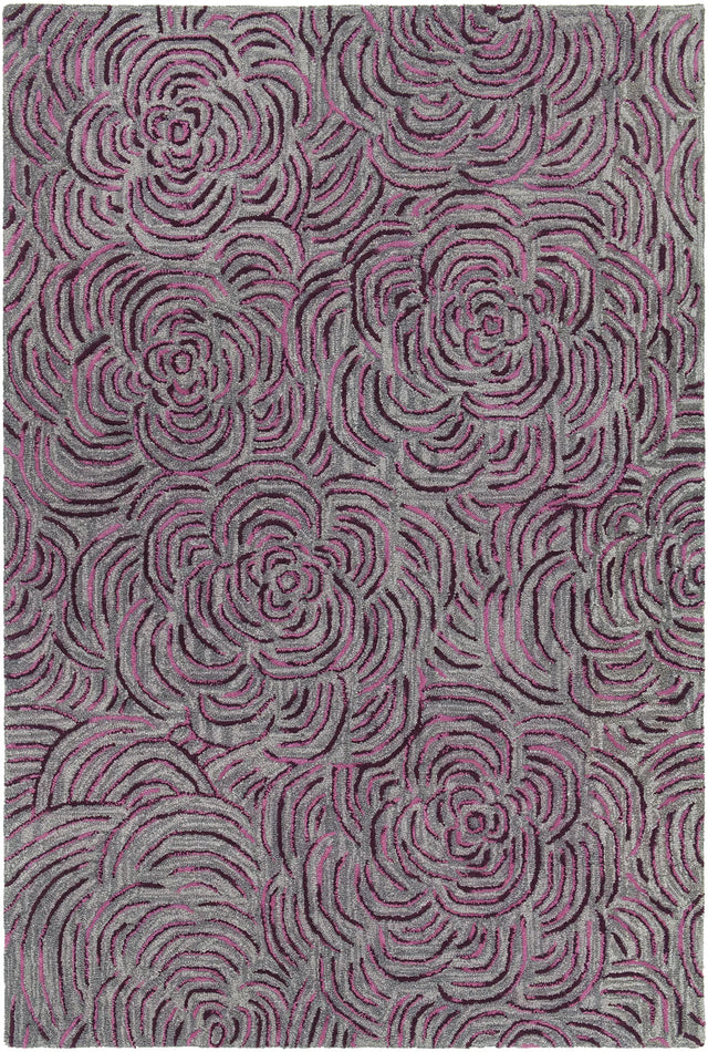 Chandra Leia LEI-42200 Plum and Grey rug, flat view