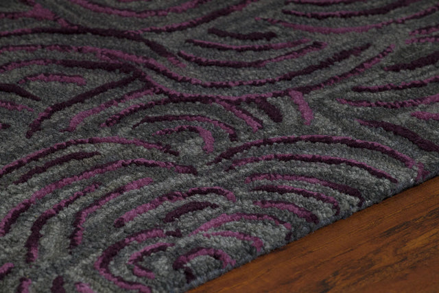 Chandra Leia LEI-42200 Plum and Grey rug, side detail view