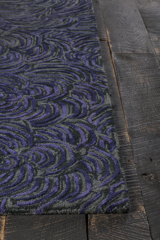 Chandra Leia LEI-42201 Lavender and Grey rug, corner detail